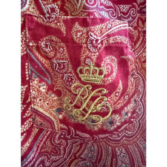 Ralph Lauren Women’s Cotton Red Paisley Pajama Top Button Front Size Small - Picture 3 of 7